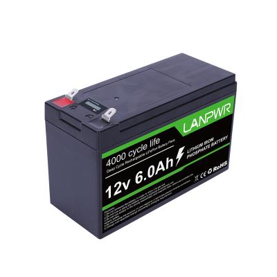 China LANPWR Storage 12V 24V 6Ah 7Ah 100Ah 150Ah 12V 6Ah Software BMS Control Rechargeable Deep Cycle 12V 6Ah LiFePO4 Battery Lithium Battery for sale