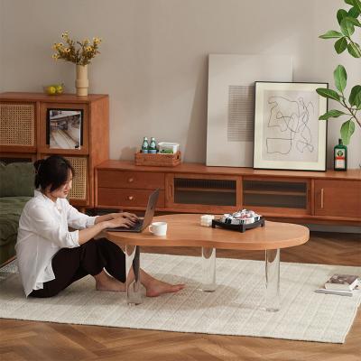 China (Height)Adjustable Cloud Solid Wood Coffee Table Shaped Minimalist Acrylic Living Room Small Side Table for sale