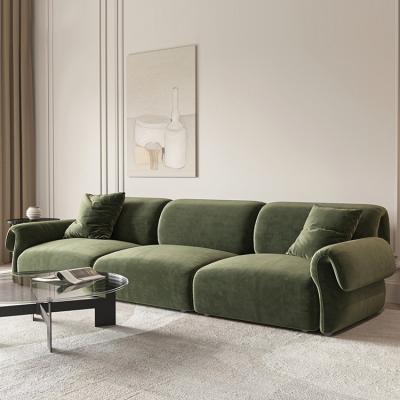 China Other French Italian Art Sofa Living Room Furniture Designer Dark Green Retro Velvet Fabric Sofa for sale