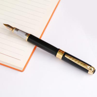 China Luxury Line High Quality Factory Price Pen Logo Embossed Luxury Metal Fountain Custom Made Pen Business Gift Student Black Art Pen 2022 for sale