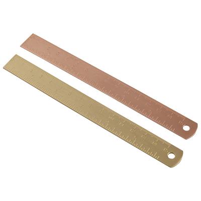 China Hot Sale Luxury Metal Brass Ruler 15cm Rose Gold Copper Straight Ruler With Logo Scale School Gold Ruler Custom Made For Gift for sale