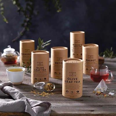 China Custom Food Grade Herbal Tea Paper Tube Sealed Kraft Paper Cylindrical Tube Packaging Container for sale