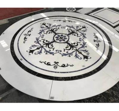 China Parquet villa interior decorative bathroom floor tile natural marble waterjet medallions for sale