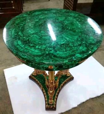 China Modern Precious Marble Green Malachite Gemstone Prices Table Top For Home Decor for sale