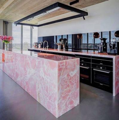 China Beautiful Modern Transmittance Pakistan Pink Onyx Marble Slab For Wall Countertop for sale