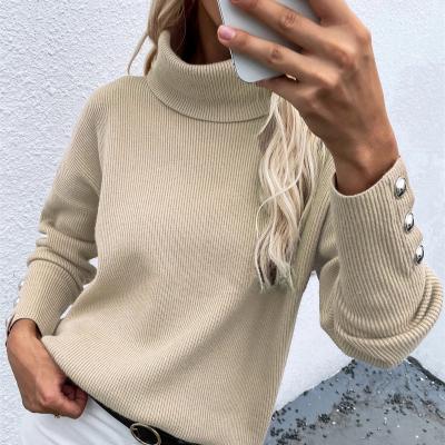 China Anti-wrinkle Lantern Sleeve Turtle Neck Pullover Autumn Loose Vintage Sweathshirt For Women for sale