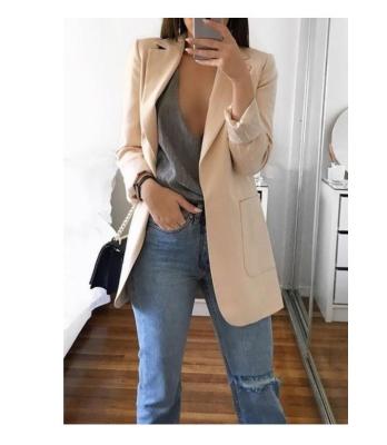 China 2021 New Women's Anti-Wrinkle Lady Lapel Long Sleeve Office Blazer Women's Casual Tops Cardigan Suit Coat Thin Slim Solid Color Jacket for sale