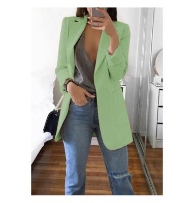 China 2021 European and American casual thin jacket suit temperament cardigan lapel suit female spring and autumn anti-wrinkle for sale