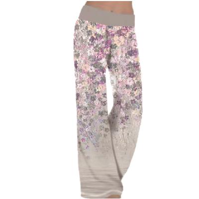 China 2021 Women's Plus Size Bell Bottom Yoga Sports Jogger Leg Tie Dye Floral Print QUICK DRY Bottom Wide Leg Pants for sale