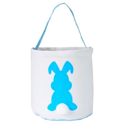 China New Design Reclycled Easter Bucket Cute Canvas Easter Bunny Basket Kids Gift for sale