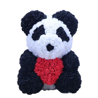 China PE Foam Rose Flower Mother's Day Gift Factory Direct Selling Artificial Doll White Pink Panda With Gift Box for sale