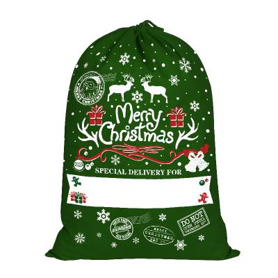 China Can easily wrap large gift or hold multiple small items. 2021 New Version Santa Sack Cotton Linen Drawstring Christmas Gift Bag for Festival Holiday for sale