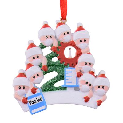 China 1-9 Heads Christmas Ornament 2021 Personalized Polyresin Christmas Tree Decoration Family Sanitized Christmas Ornament for sale