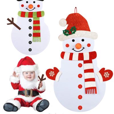 China Christmas Decoration Factory Hot Sales Supplies Navidad Kids Play Double Side Hanging Wall DIY Felt Christmas Tree Decoration for sale