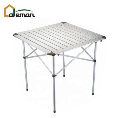 China 70*70*70cm Modern Folding All Aluminum Alloy Table, Roll Up Folding Outdoor Lightweight Portable BBQ Table Picnic Silver Color OEM for sale