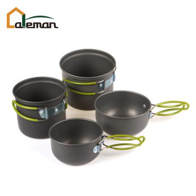 China 4 Piece Portable Camping Cookware Set, Outdoor Portable Hard Anodized Aluminum Cookware 4 Pcs Placed OEM Orders Accepted for sale