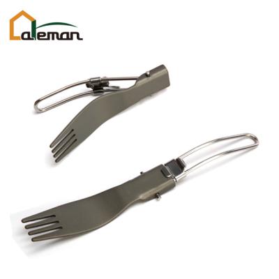 China Aluminum & Stainless Steel Outdoor Camping Picnic Raising Folding Handle Hard Anodized Aluminum Fork, Ultralight Compact Folding Folding Fork OEM for sale