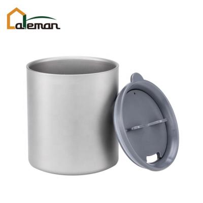 China 450ml 15.2oz/600ml 20.2oz Double Wall Healthy Titanium Thermo Coffee Mug Cup Insulated 2 Layers With Silicone Gel Lid Expanding Picnic for sale