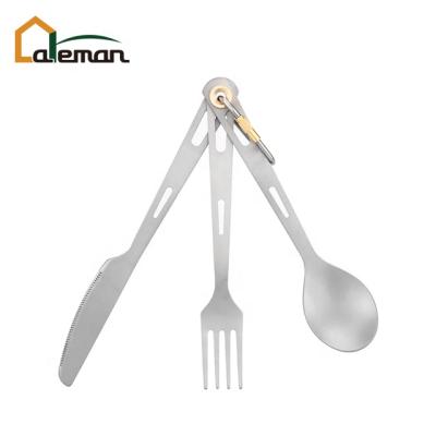 China 3 Pieces Titanium Cutlery Set, Knife Fork Spoon 3 Pcs Flatware Ultralight Dinnerware Set Picnic Hiking Outdoor Trekking Survival OEM for sale