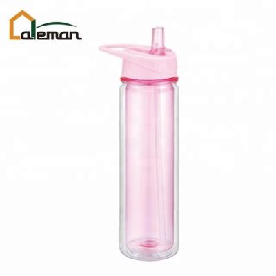 China 550ml 18oz Hydration Bottle Double Wall Tritan Sustainable Plastic Water Drinking Sports Hiking Biking Tumbler With Flip Up Straw Top Pass for sale