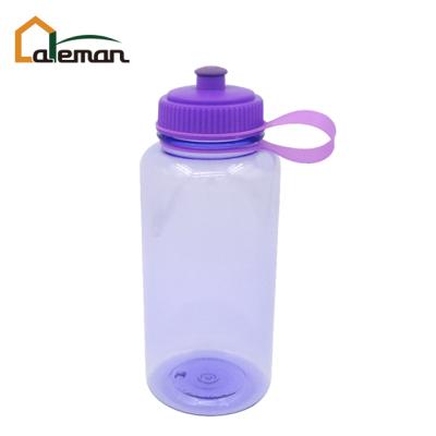 China 1000ml 1L 34oz Sustainable Single Wall Wide Mouth Tritan Plastic Drinking Watersports Bottle Purple w/Pulling Spout OEM Orders Accepted for sale