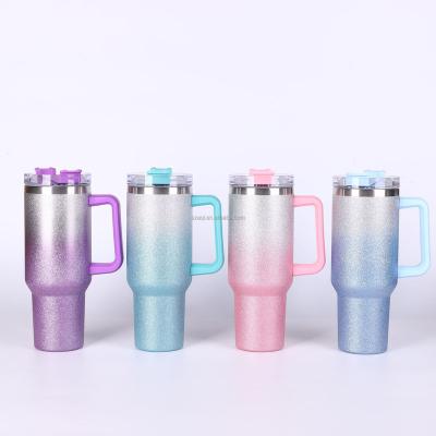 China PORTABLE Amazon's new 40oz diamond paint handle car cup stainless steel insulated cup ice cup for sale