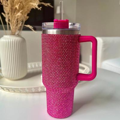 China PORTABLE New Product Hot Sale Rhinestone Tumbler Tumbler With Handle 40oz Double Wall Stainless Steel Tumbler for sale