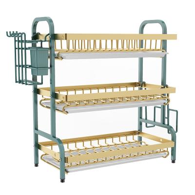 China Sustainable Kitchen storage rack Household items Storage dish rack Wrought iron sink bowl rack for sale