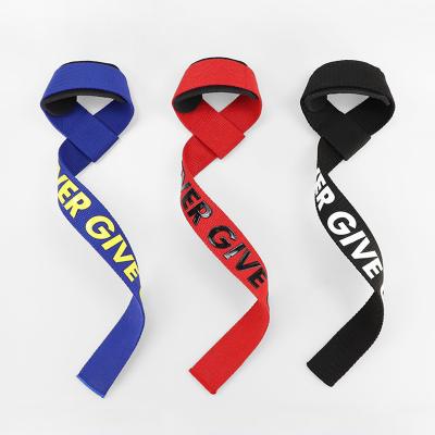 China Elasticity Adjustable Breathable Cotton Logo Thickened Gym Workout Dumbbell Weightlifting Rubber Wrist Strap for sale