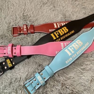 China High Quality Strength Fitness Powerlifting Leather Cowhide Gym Weightlifting Training Pink Belt for sale