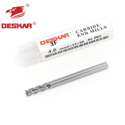 China Aluminum Carbide DESKAR 3F-4.0mmX4X13X50 Flute 4mm End Mill AL002 3 for sale