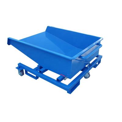 China Easy Moving It Can Be Used By One Person Forklift Attachment Rubbish Scrap Srorage Tilting Bins Self Emptying Steel Hopper for sale