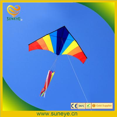 China Special Large Plastic Rainbow Kite Triangle Flying Accessories With Single String Spool Line Beach Fun For Kids And Family Gifts for sale