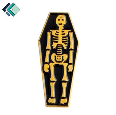 China Europe Design Fashion Metal Craft Brooches Halloween Theme Cute Skeleton Lapel Pins Jewelry For Kids Factory Custom Badge for sale