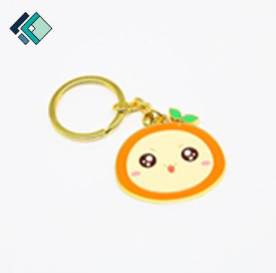 China Fashionable Hot Selling Cute Orange Cartoon Key Chain Metal Key Ring Souvenir Trinket Gifts For Friends High Quality Metal Key Chain Customized for sale