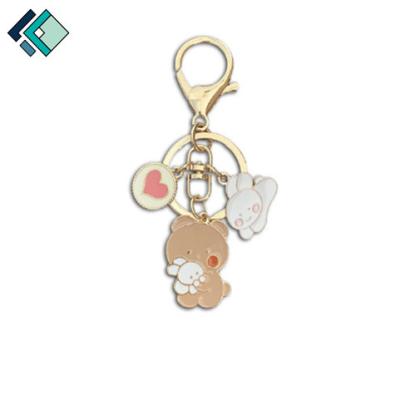 China Fashionable Puppy Duck Flower Key Chain Bag Novelty Animal Alloy Metal Keychain Pets Hanging Cute Shape DIY Custom Painting Key Chain for sale