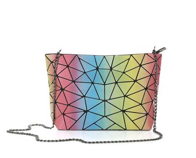 China New Fashion Rainbow PU Leather Bright Gradient Bag Simple Geometric Shoulder Bag Messenger Bag for sale