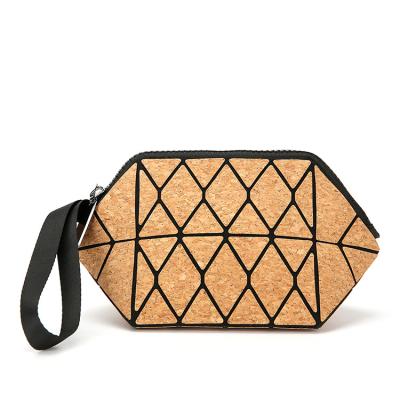 China Zero Folding Cosmetic Purse Bag Storage Bag Geometry Log PU Fashion Bag Wallet for sale