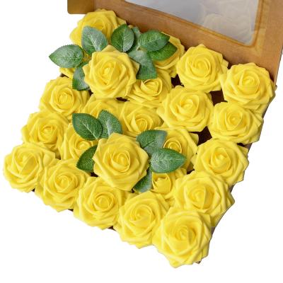 China Chic Decorative Flower Garlands Bulk Wedding Supplies Yellow Decorative Rose Decoration for sale