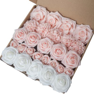 China 2021 Vintage Silk Latex Wedding Decoration Flower Arrangement Rose With Stem High Quality Artificial Red White Flower Real Touch for sale