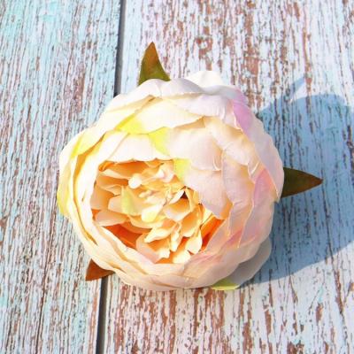 China China Factory European Advantage Peony Head Popular China Style Decorative Silk Flower Artificial Wall Rose Flower Head for sale