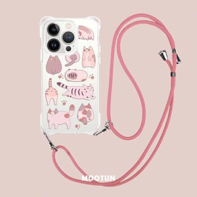 China 133cm Shockproof Adjustable Cross - Body Cotton Strap Patch Phone Lanyard With Custom Design Cell Phone Case For iPhone for sale