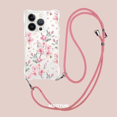 China Dual Shockproof Material Phone TPU / PC Cover Device With Adjustable Cross - Body Mobile Phone Cotton 133cm Lanyard For iPhone for sale