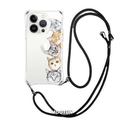 China Shockproof Shockproof Protective TPU/PC Phone Case With Cotton Adjustable Strap Universal Phone Strap For iPhone for sale