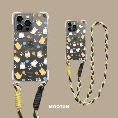 China Shockproof Widely Used Cross - Body 113cm Braided Cotton Lanyard With Strong And Durable Phone Case For iPhone for sale