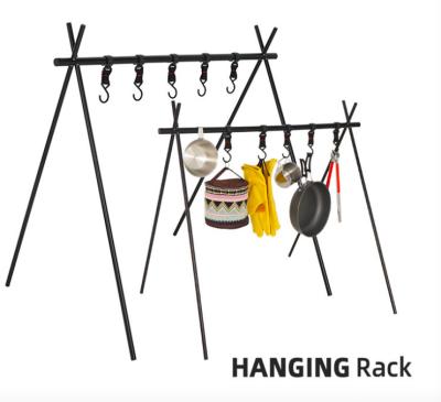 China Wholesalel Aluminum Outdoor Gear Portable and Folding Home Camping Hanging Rack with Movable Hooks for sale