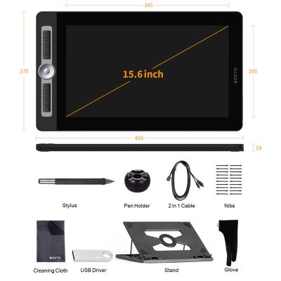 China New 15.6 Inch HIPS Pro Portable Digital Art Drawing Pad 8192 Level Pen BOSTO 16HD LCD Graphics Drawing Tablet Display Brand for sale