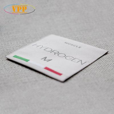 China Sustainable 50D woven labels, waterproof clothing labels, custom fabric labels. for sale