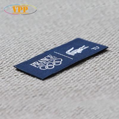 China Sustainable 75D woven brand labels, labels for blouse, woven neck labels. for sale