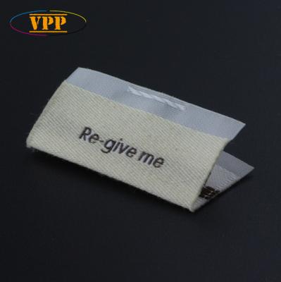 China Sustainable personalized cotton woven labels sew on cotton labels. for sale